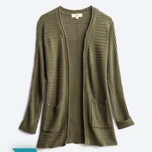 Pinque Analeigh Two Pocket Textured Cardigan, Size M, Olive Green